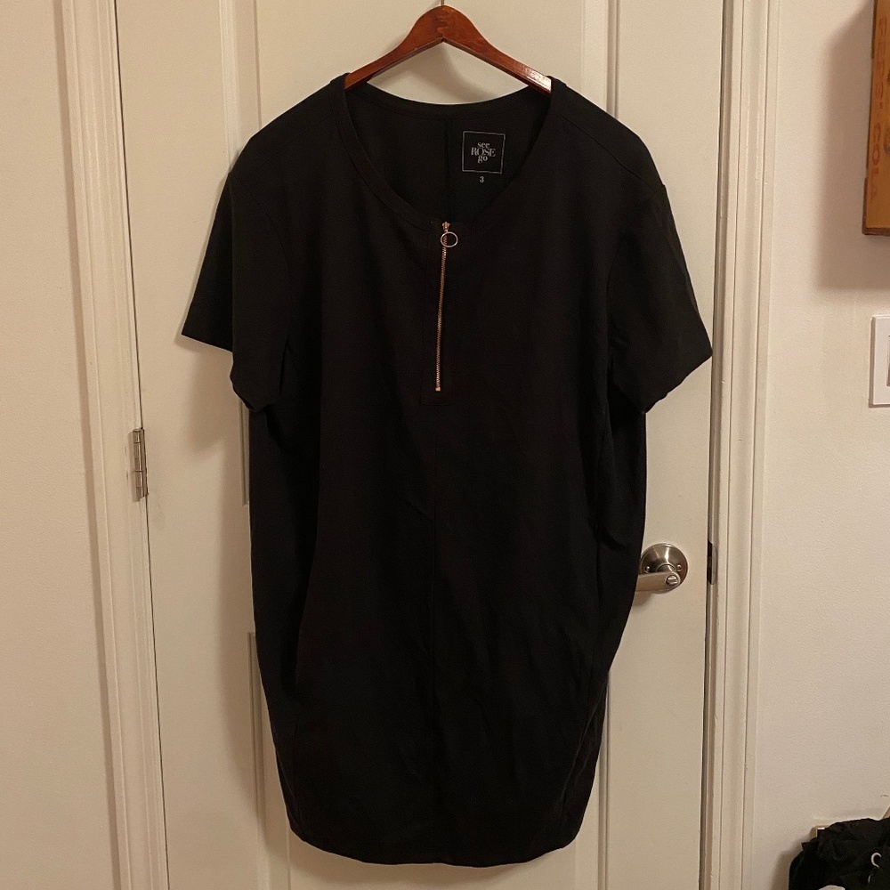 Plus Size 3X Black Women's Dress with Gold Zipper seeRoseGo